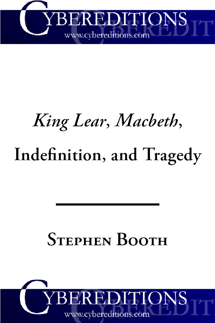 Title details for King Lear, Macbeth, Indefinition, and Tragedy by Stephen Booth - Available